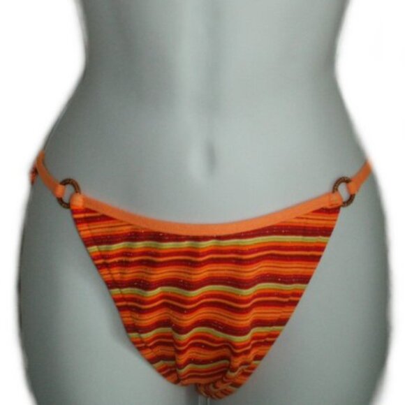 HOBIE Orange Striped Metallic Bikini - Sz Med - NEW - Picture 10 of 12